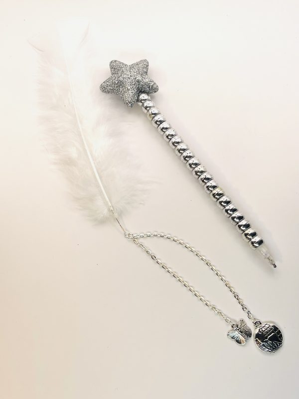 Lunar Set – Silver Star Pen & White Feather Bookmark
